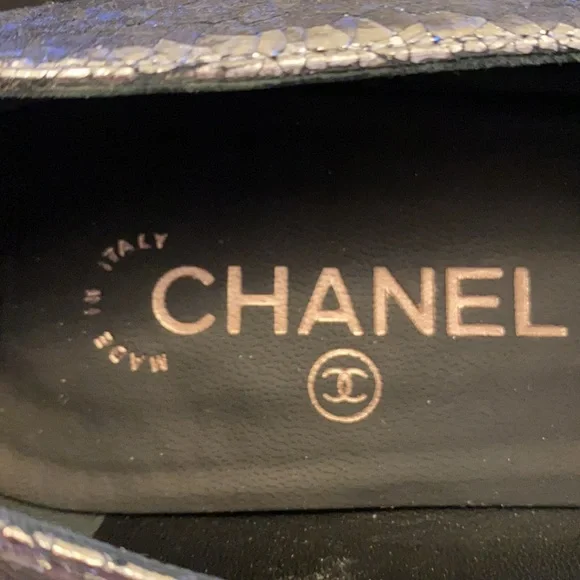 Chanel Leather Loafers Silver NWT size 39.5 made in Italy. - Picture 8 of 9